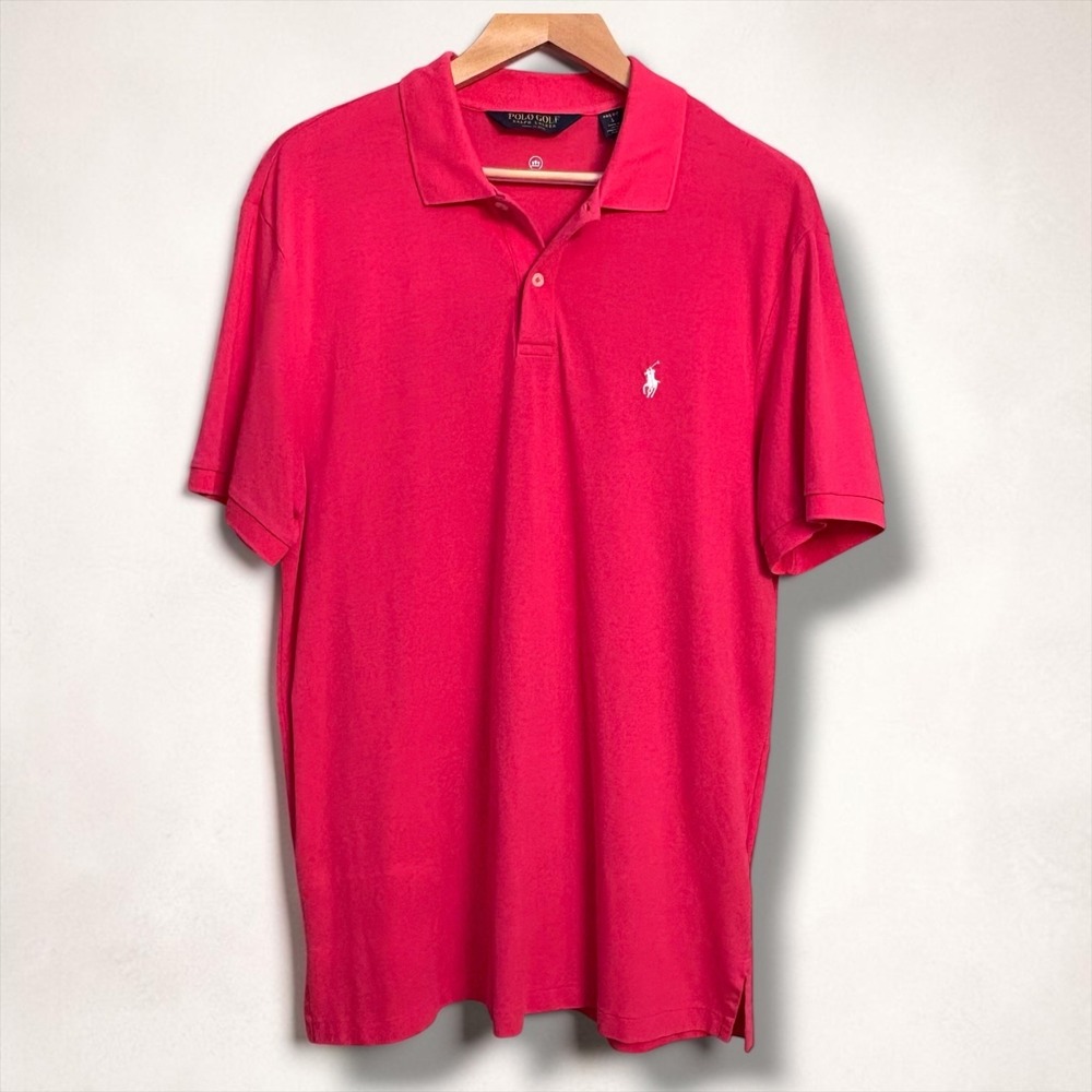 Polo Golf Ralph Lauren Mens Pro Fit Pink Short‎ Sleeve Wicking Polo Shirt Large